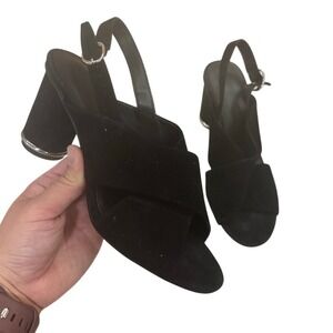 Rebecca Minkoff Black Suede Slingback Block‎ Heel Sandals Women's 6